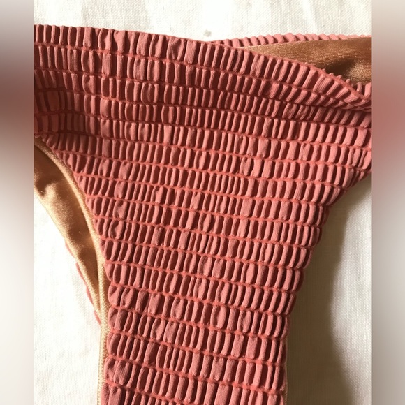 NWOT SIE SWIM Rose Gold Smocked Bikini Set - Picture 3 of 9